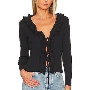 Nation LTD Black Ruffled Blouse